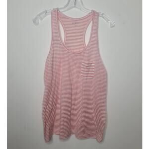 NWT Ann Taylor Loft linen cotton blend pink striped tank top - small